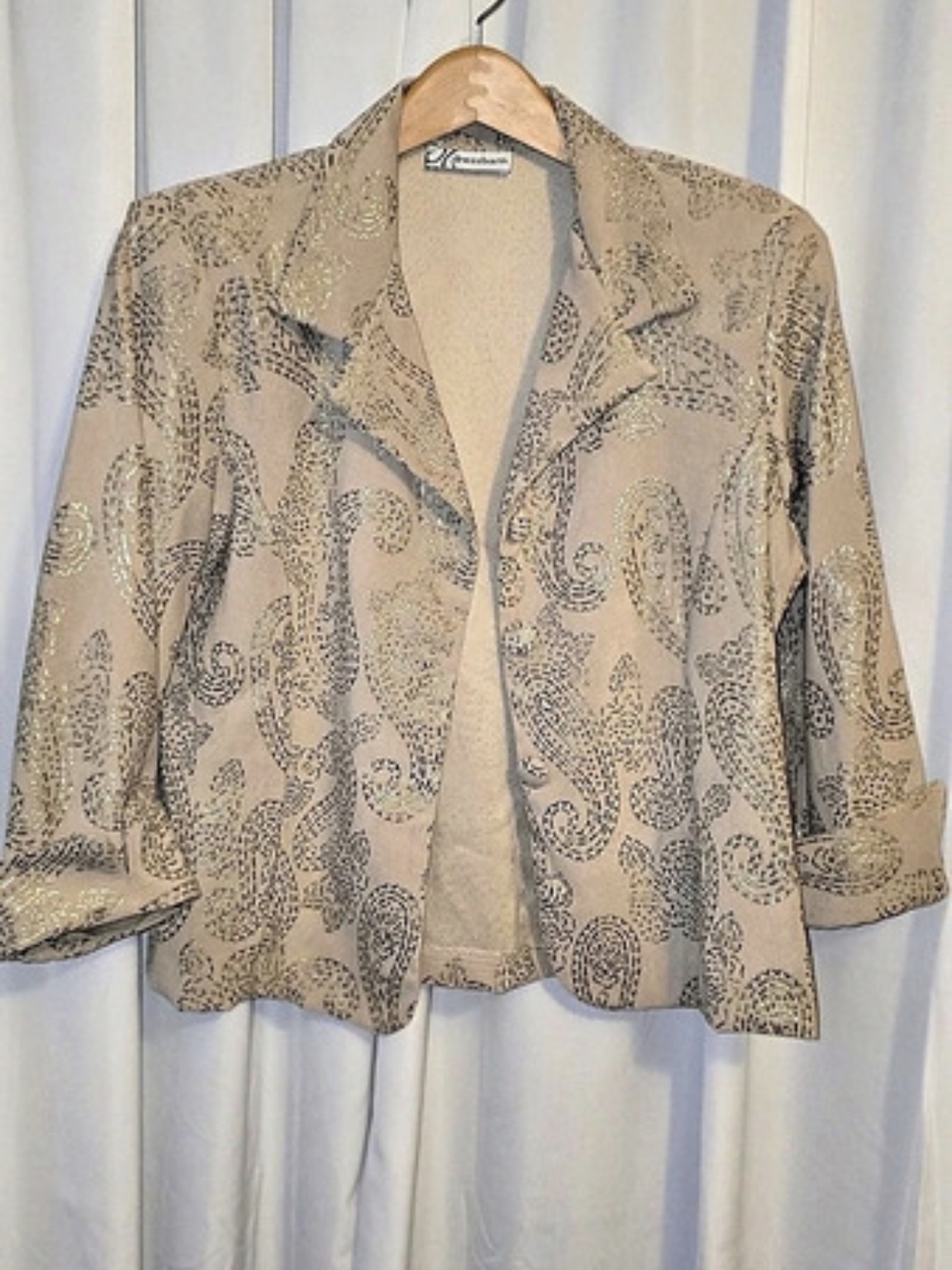 Vintage Dressbarn Gold Metallic Paisley Cropped Jacket / Blazer – Size S